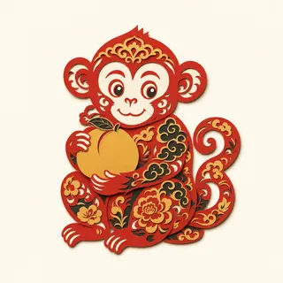 Papercut-style illustration of the Monkey