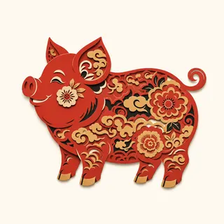 Papercut-style illustration of the Pig
