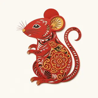 Papercut-style illustration of the Rat