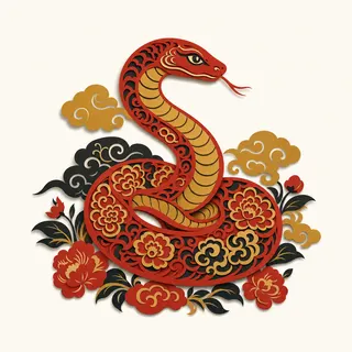 Papercut-style illustration of the Snake