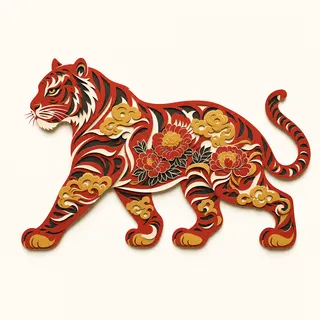 Papercut-style illustration of the Tiger